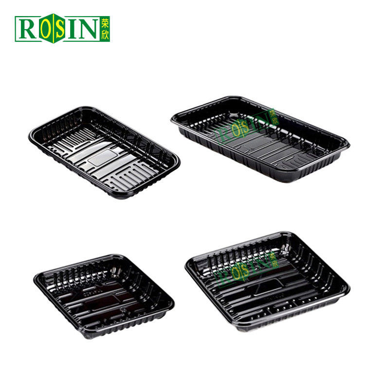 Đồ ăn đông lạnh Blister Đen Đồ ăn thịt dùng một lần hình chữ nhật