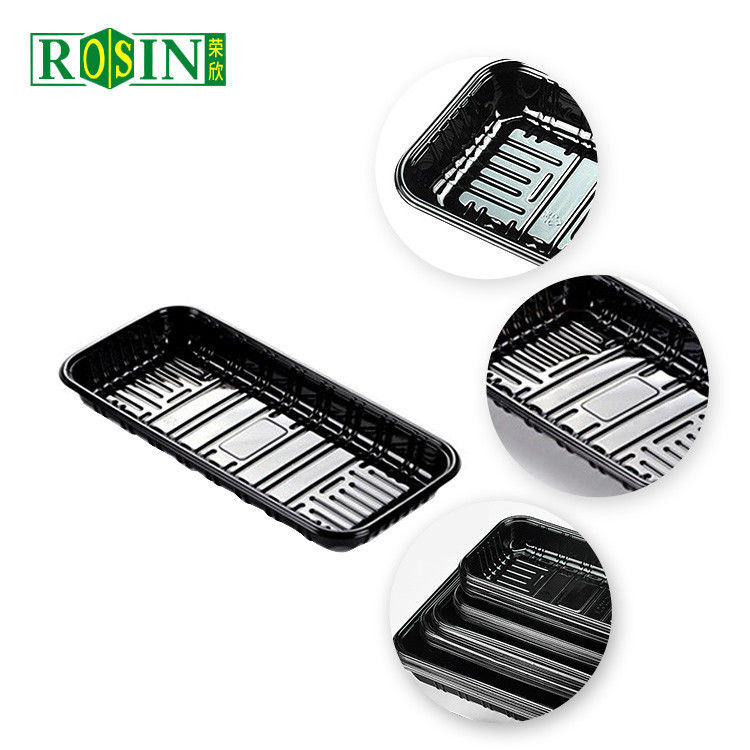 Đồ ăn đông lạnh Blister Đen Đồ ăn thịt dùng một lần hình chữ nhật