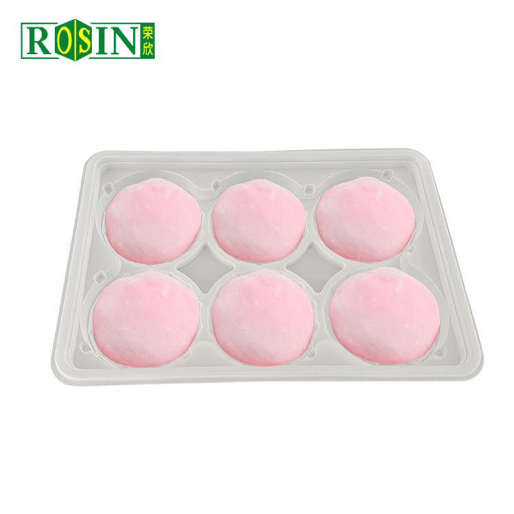 Özel Plastik Fırın Kutuları 6 Hücre Yuvarlak PP 0.6mm Kalınlığı Beyaz Mochi için