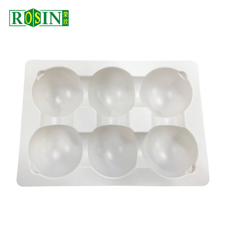Özel Plastik Fırın Kutuları 6 Hücre Yuvarlak PP 0.6mm Kalınlığı Beyaz Mochi için
