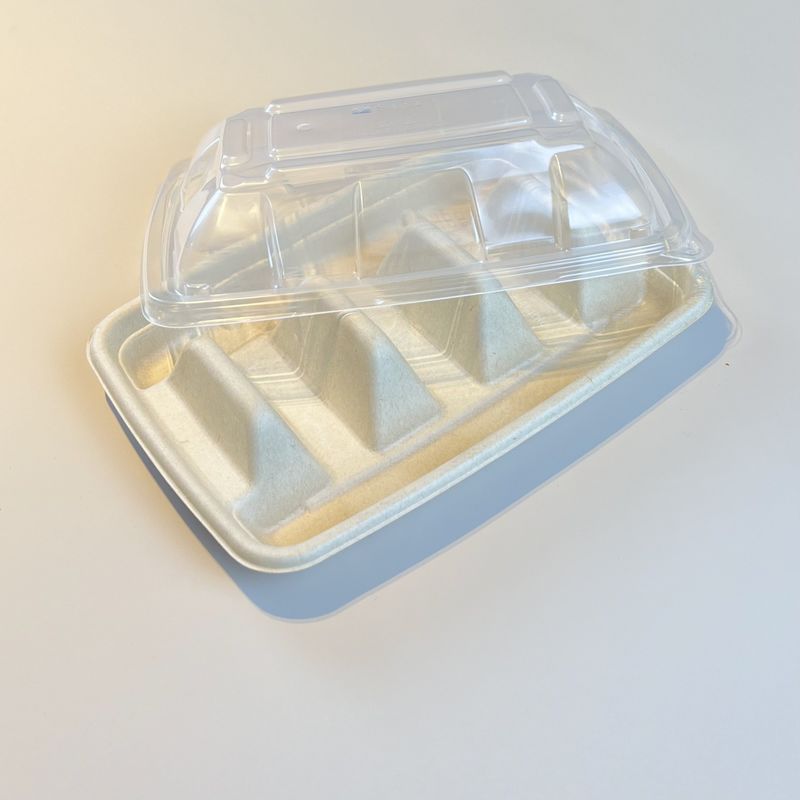 일회용 생분해성 사탕수수 바가세 TACO 상자 옥수수amid TACO 트레이 뚜?? 과 멕시코 옥수수 토틸라 TACO 포장