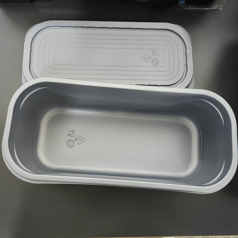 5L Gray / Clear PP / Pet Plastic Vacuum Formed Ice Cream Container With Lid
