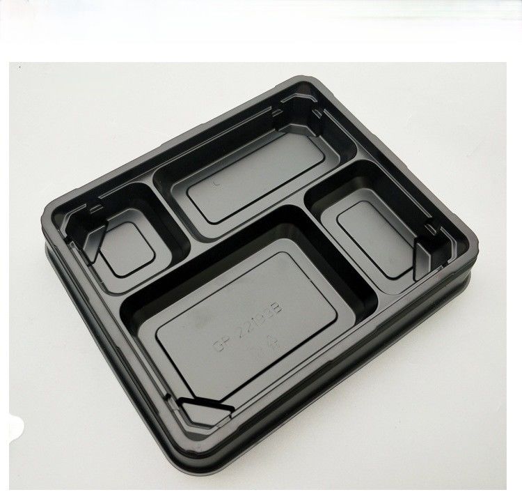 Black Grid Japanese Style Bento Meal Box Disposable Sushi Box Microwave PS/ops Plastic Lunch Box With Lid