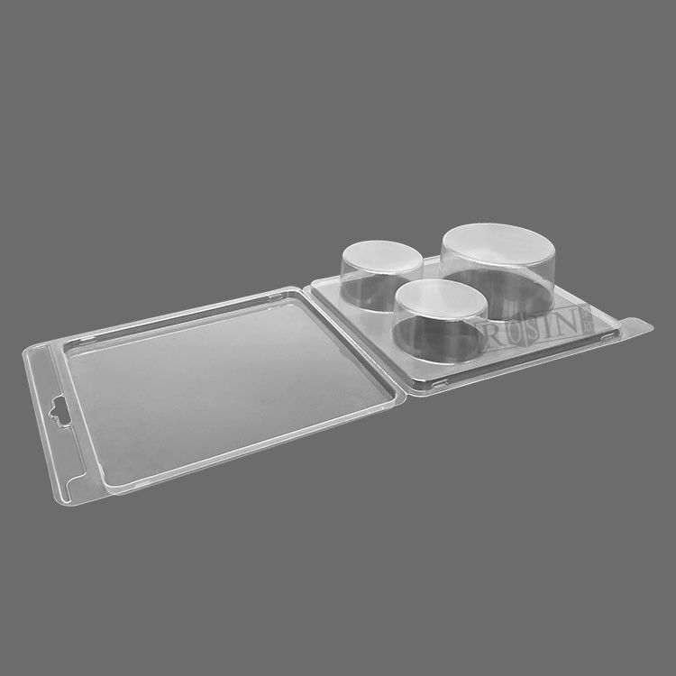 Custom 3 Cavity Disposable Clear Round PVC Plastic Accessories Clamshell Packaging With Handle Holes