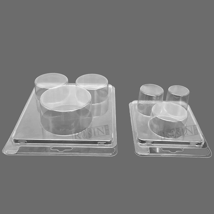 Custom 3 Cavity Disposable Clear Round PVC Plastic Accessories Clamshell Packaging With Handle Holes