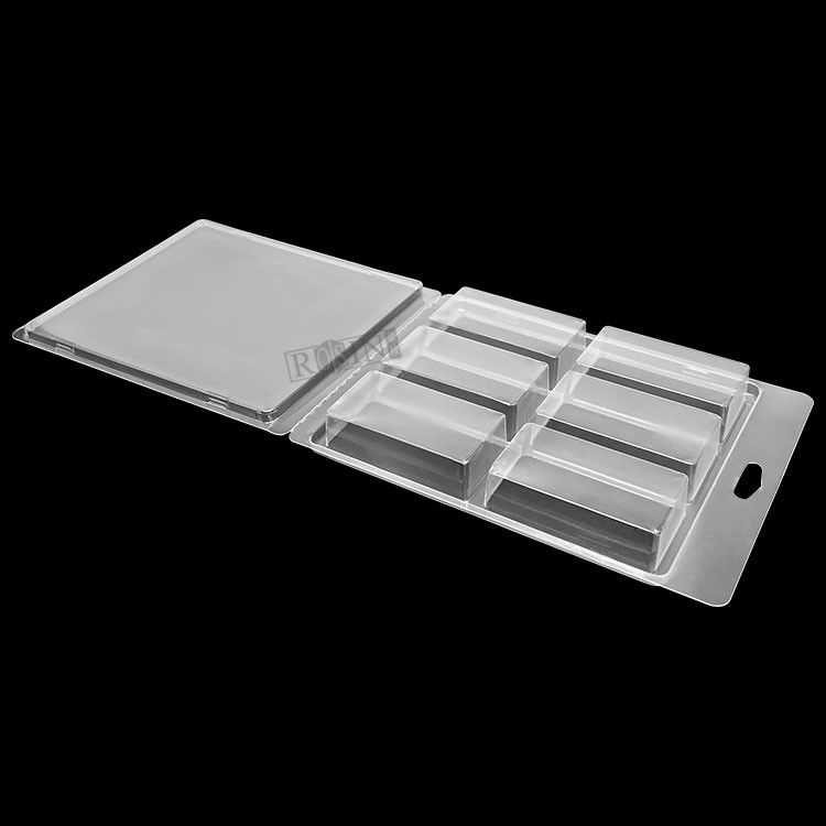 Customized Disposable Plastic PET PVC Blister Clamshell Packaging For Electronic Component 6 Compartment Rectangle Clear Jewelry Clamshell Packaging