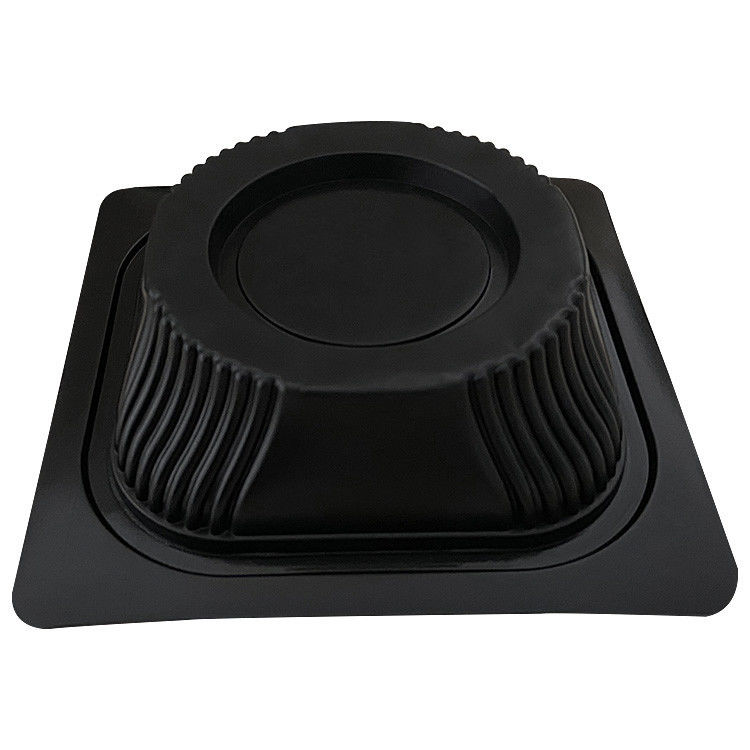 Customized Disposable Black PP Plastic Square Heat Sealed Film Container Tray Packaging For Fruit Salad