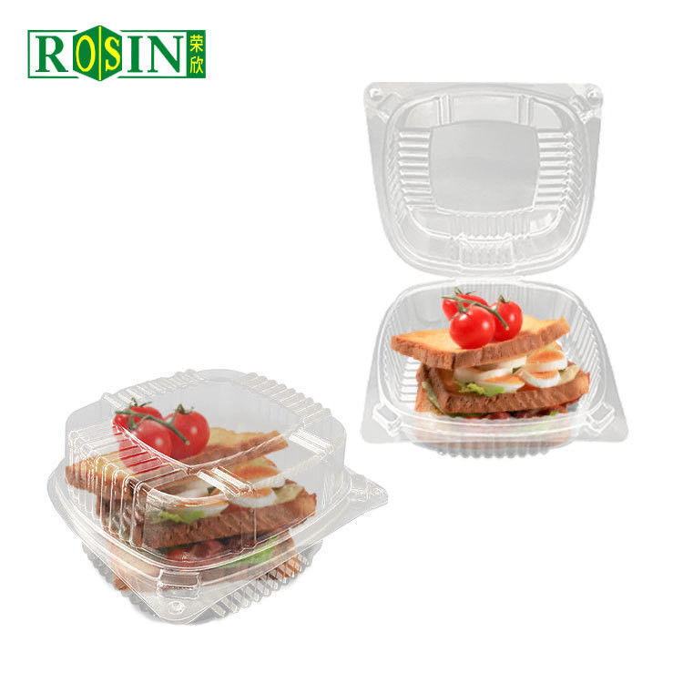 Disposable Hinged Round / Triangle Pie Cake Container Plastic Clamshell Pie Slice Containers Packaging With Lid Custom