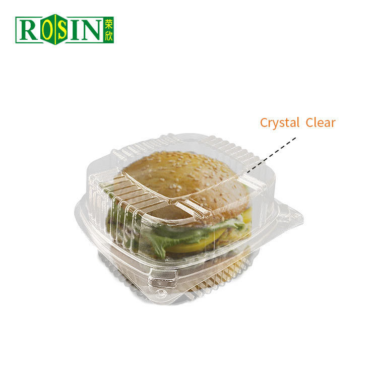 Disposable Hinged Round / Triangle Pie Cake Container Plastic Clamshell Pie Slice Containers Packaging With Lid Custom