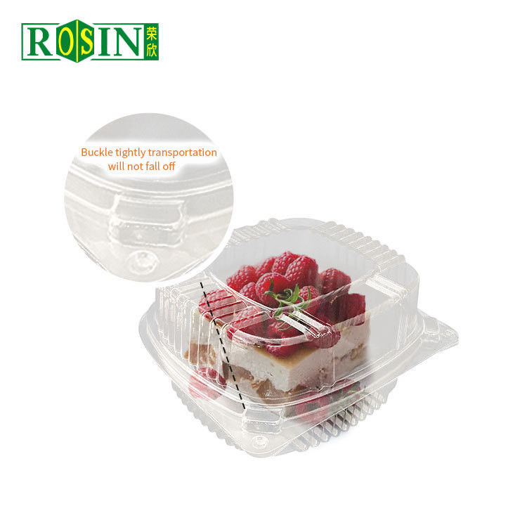 Disposable Hinged Round / Triangle Pie Cake Container Plastic Clamshell Pie Slice Containers Packaging With Lid Custom