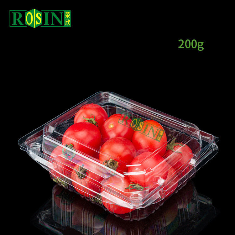 Wholesale Thermoforming Clamshell Plastic Fruit Pet Strawberry Tomato Punnet Clear Disposable Fruit Vegetable Salad Container No Hole