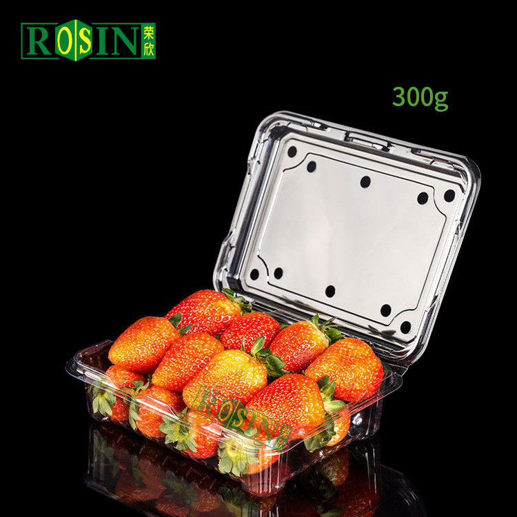Custom Blister Transparent Reusable Hinged Fruit Clamshell Box Disposable Clear Plastic Container Packing Box For Fruit Salad With Holes