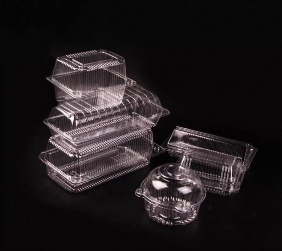 Şeffaf Sebze Kutusu Tek kullanımlık Meyve PET Kutusu Clamshell Hinge Salata Pastırma Yemek Kutusu Kapaklı Deliksiz
