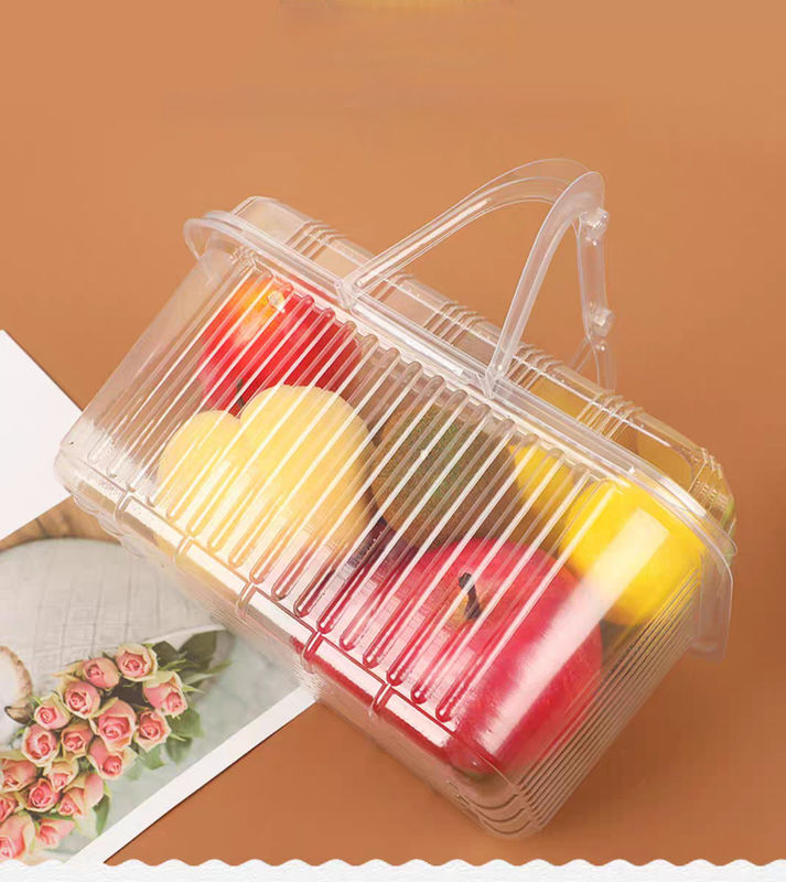 Disposable Plastic Food Grade PET Transparent Packaging Box Cake And Puff Pastry Packaging Box 3 Pound Rectangular Basket With Lid