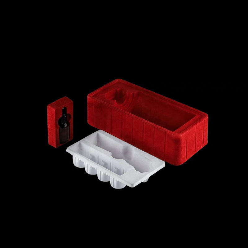 Disponible en PP Pet PVC PS Flocking Plastic Negro / Blanco bandeja de ampollas de plástico para cosméticos alimentarios