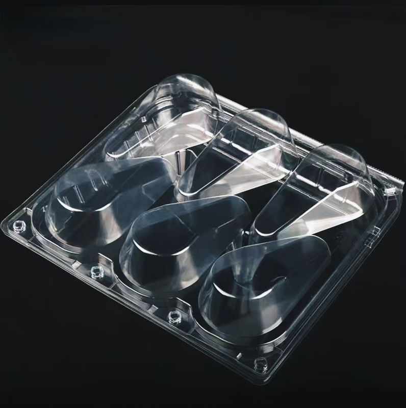Özel tek kullanımlık şeffaf 4 hücre avokado vakum şekillendirilmiş kürek kabuğu ambalajı 6 boşluklu PET plastik şeffaf çilek meyve ambalaj kutusu