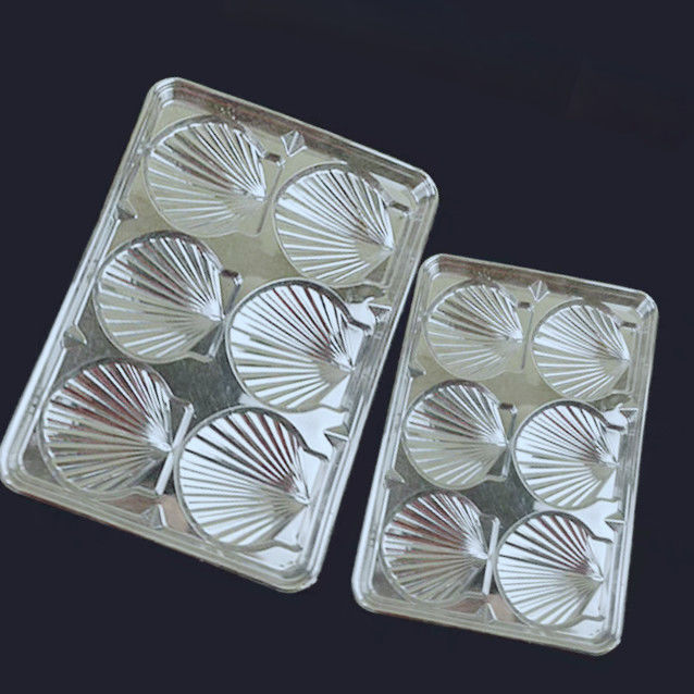 Custom Scallop Plastic Transparent 6 8 Cavity PET Tray 500g Plastic Seafood Packaging Insert Tray
