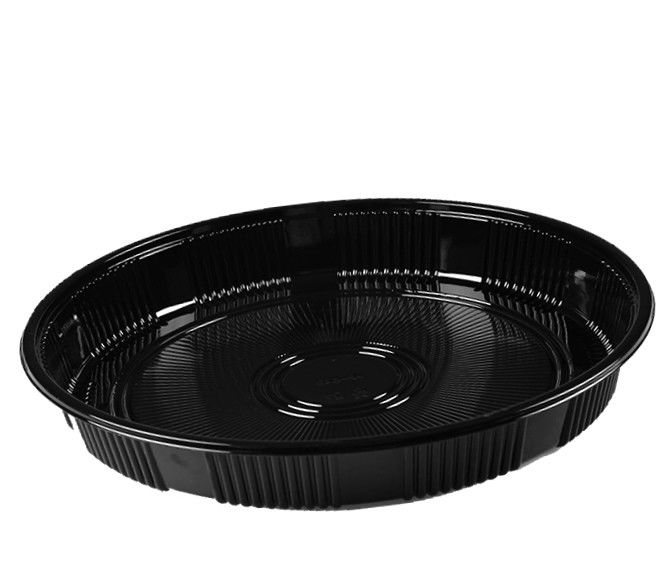 Customized Round sushi packaging box disposable black takeaway sushi food box Japanese salmon sashimi platter packaging box