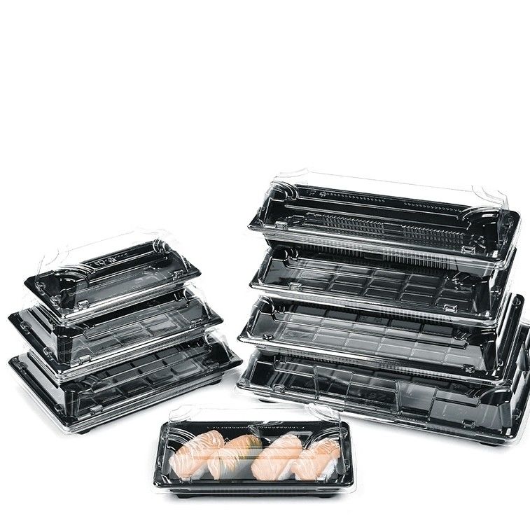 Manufacturer wholesales black sushi to go packaging boxes vacuum formed sushi boxes plastic food grade packaging boxes