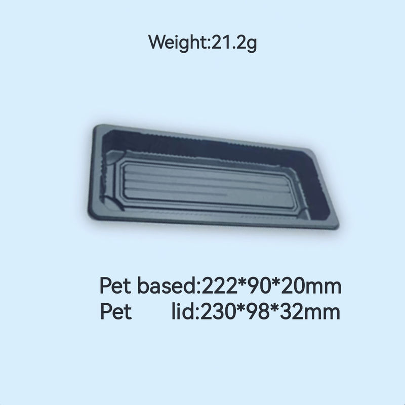 Disposable sushi bento packaging food grade PET rectangular box with lid salmon sushi takeaway box
