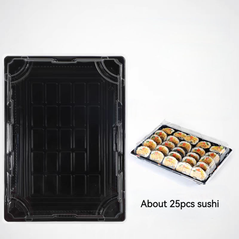 Manufacturer wholesales black sushi to go packaging boxes vacuum formed sushi boxes plastic food grade packaging boxes