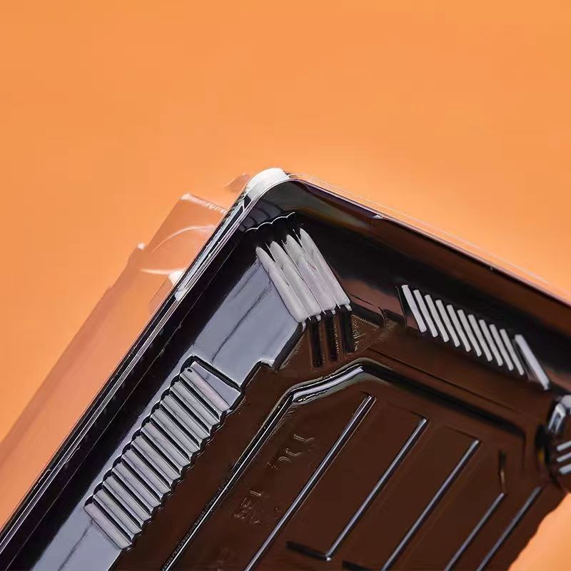 Disposable sushi bento packaging food grade PET rectangular box with lid salmon sushi takeaway box