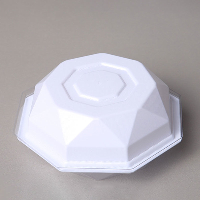 Customized octagonal PET white plastic thermoformed tiramisu cheese pudding cake container with lid