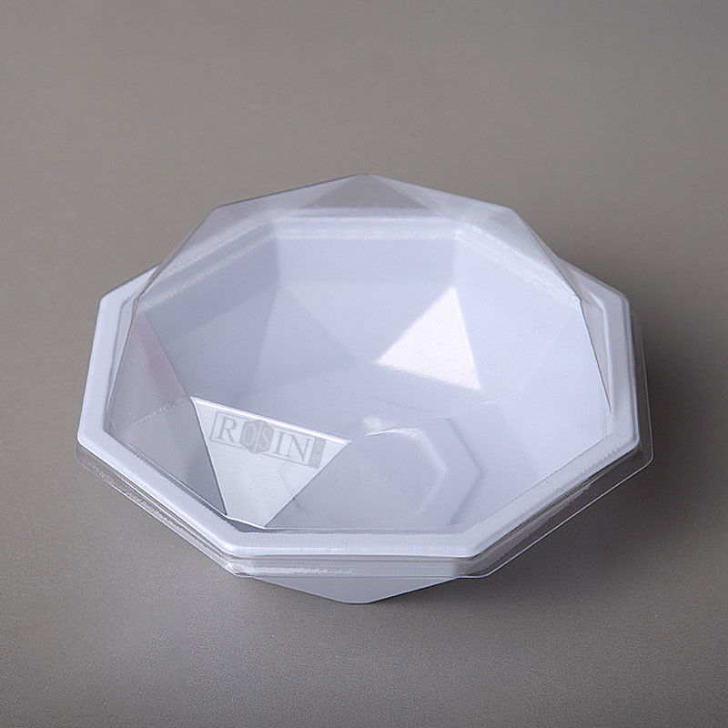 Customized octagonal PET white plastic thermoformed tiramisu cheese pudding cake container with lid