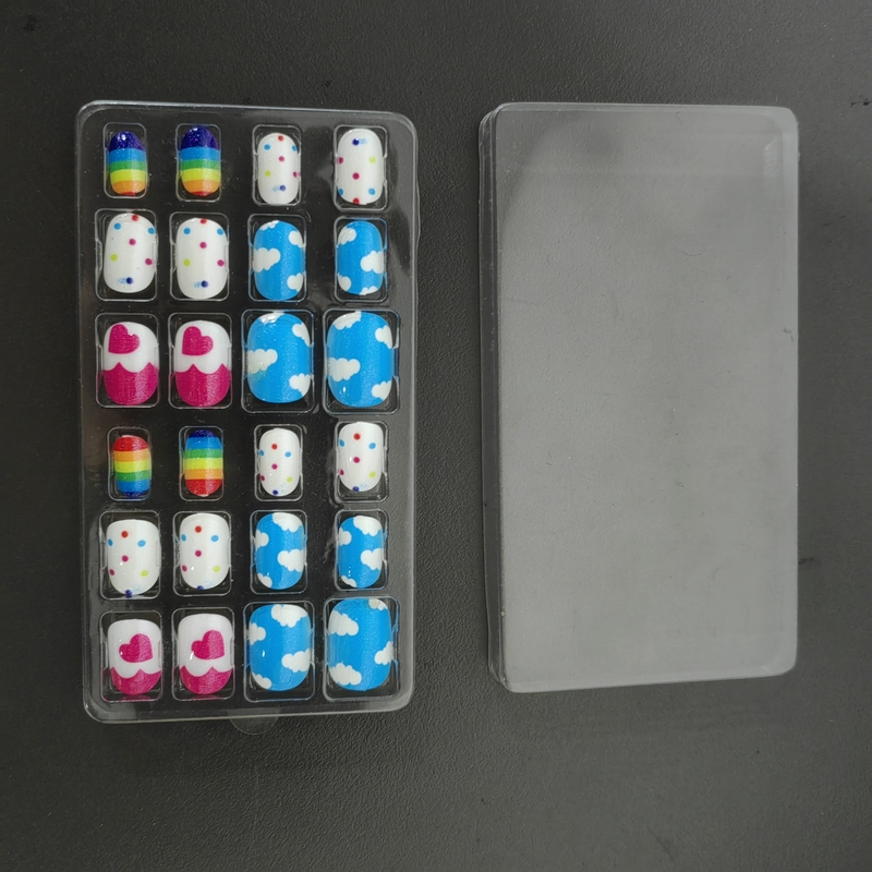 Customized logo plastic transparent 20 grid nail plastic blister tray with cover