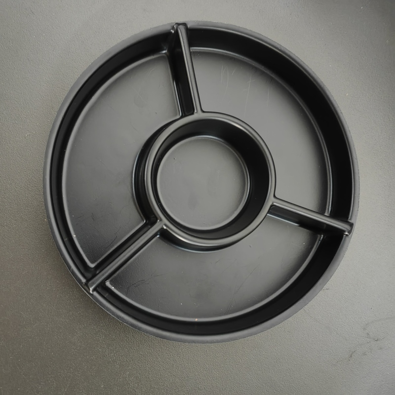 OEM Round 4 Grid Chocolate Tray Food Grade Plastic PS Black Packaging for Chocolate