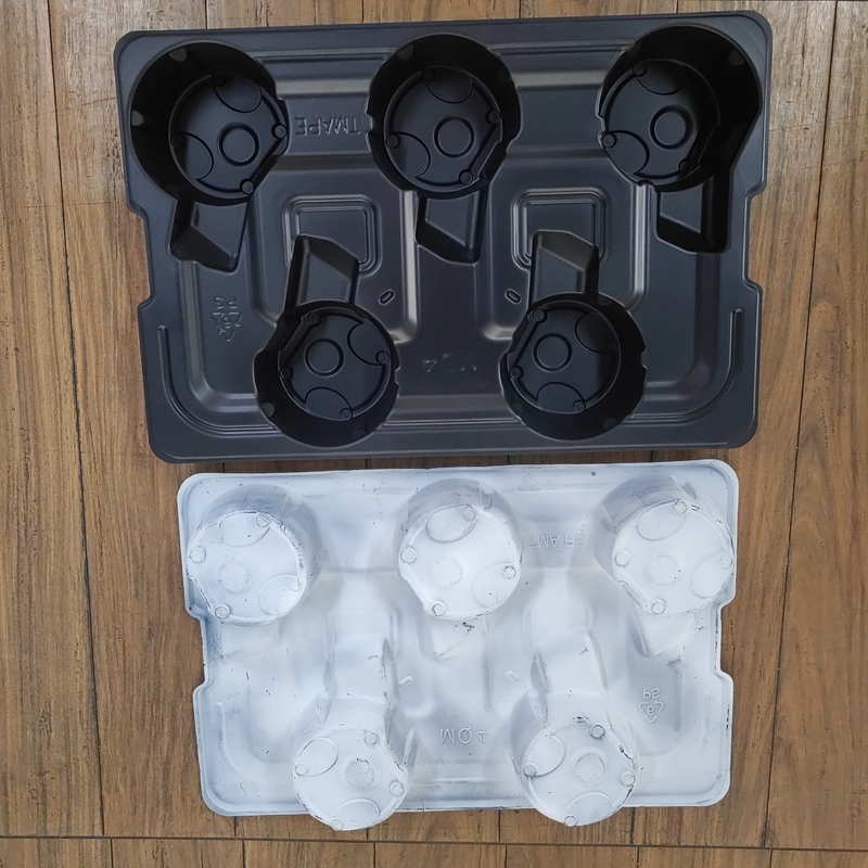 Customized disposable rectangular PS plastic thickened vacuum formed 5 cavity round parts for automotive bearing trays