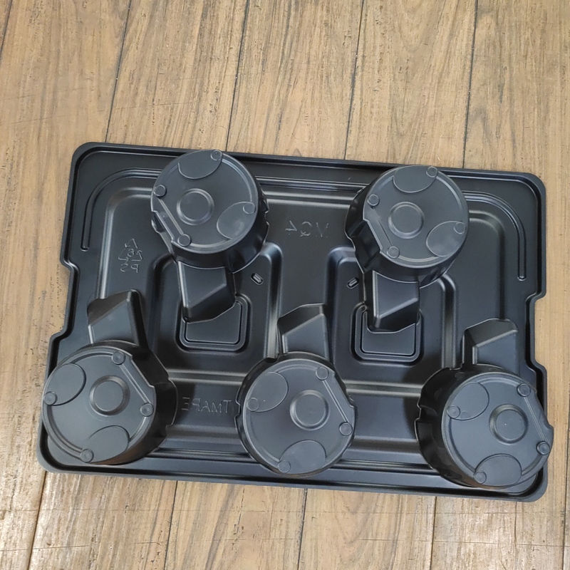Customized disposable rectangular PS plastic thickened vacuum formed 5 cavity round parts for automotive bearing trays