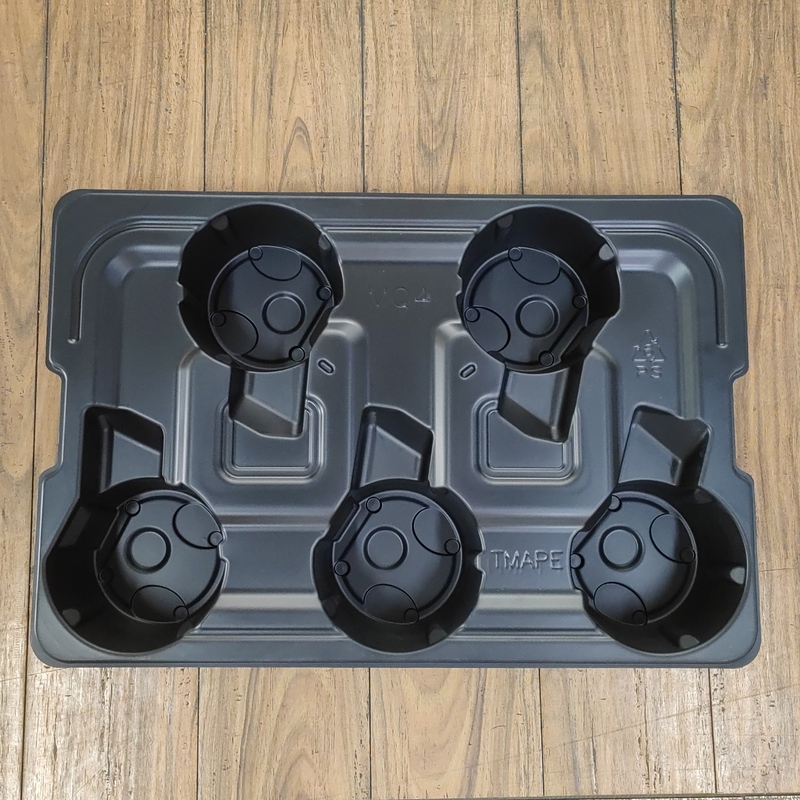 Customized disposable rectangular PS plastic thickened vacuum formed 5 cavity round parts for automotive bearing trays