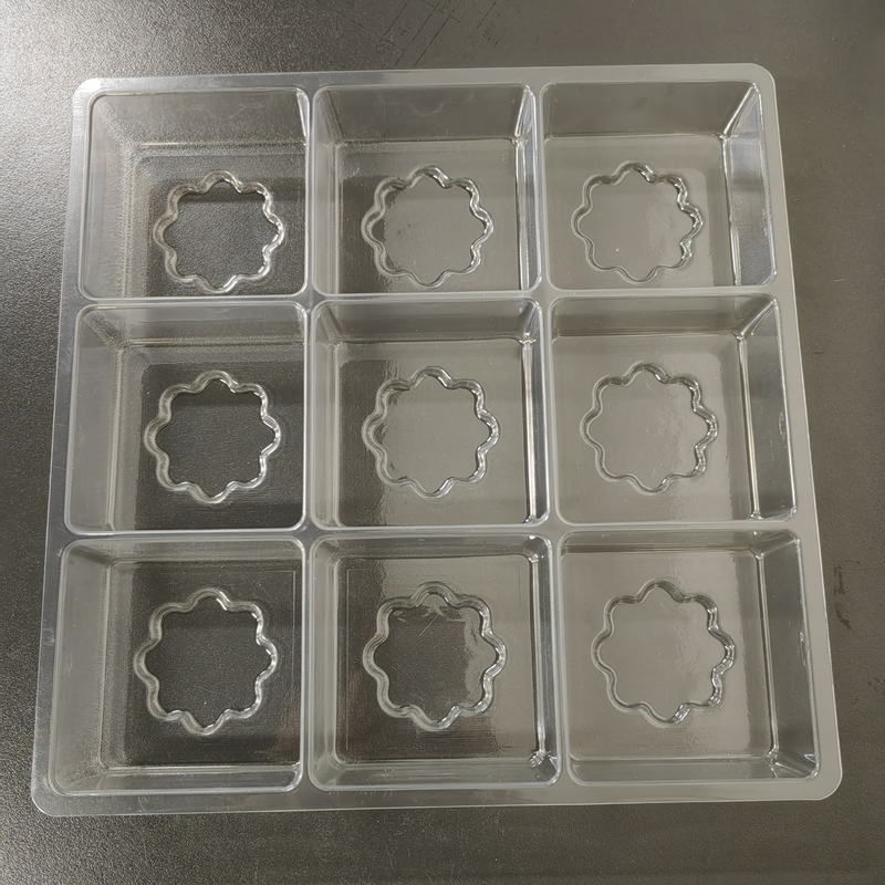 Customized disposable 9 cavity biscuit plastic tray blister pet brownie plastic packaging container