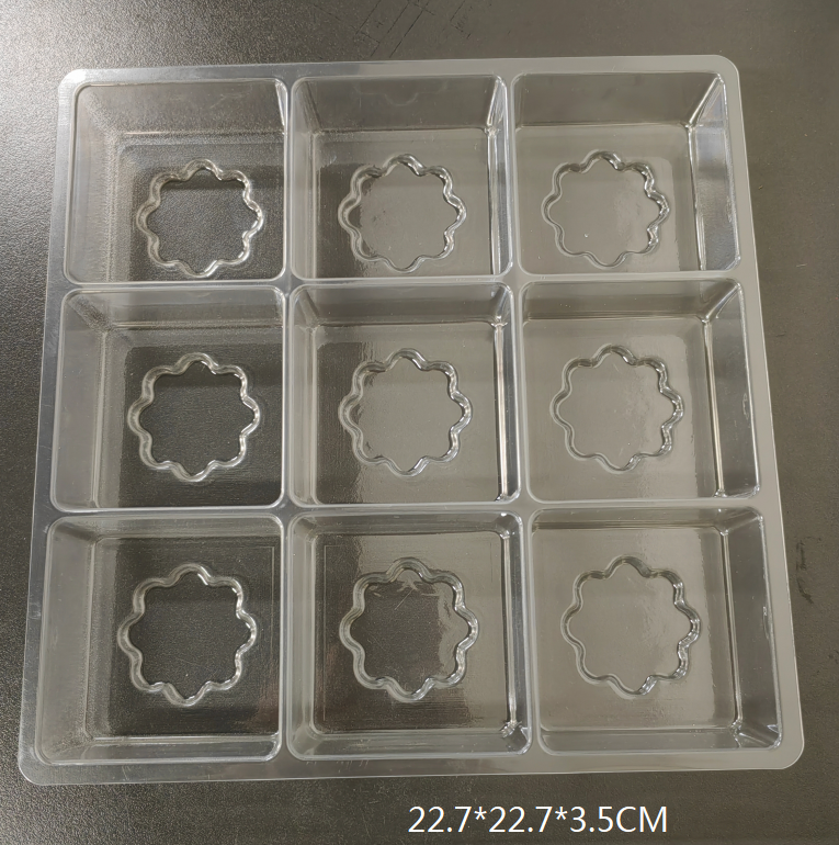 Customized disposable 9 cavity biscuit plastic tray blister pet brownie plastic packaging container