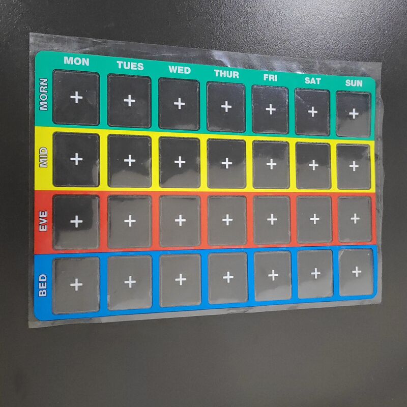 Tela de medicamentos descartável transparente para uso médico PETG/PET organizador semanal de medicação termoformador