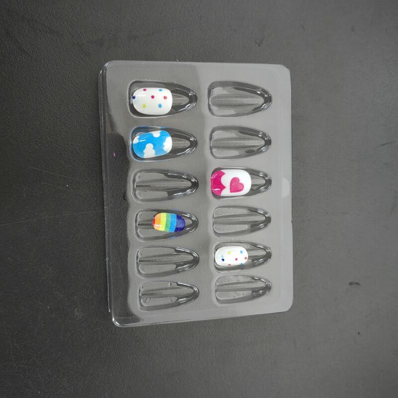 Customized melon seed shaped 12 grid PET transparent vacuum formed Nail Tip storage display tray